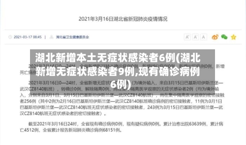 湖北新增本土无症状感染者6例(湖北新增无症状感染者9例,现有确诊病例6例)