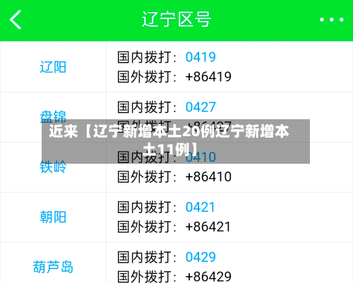 近来【辽宁新增本土20例辽宁新增本土11例】