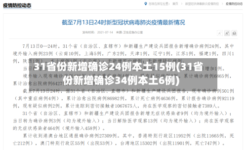 31省份新增确诊24例本土15例(31省份新增确诊34例本土6例)