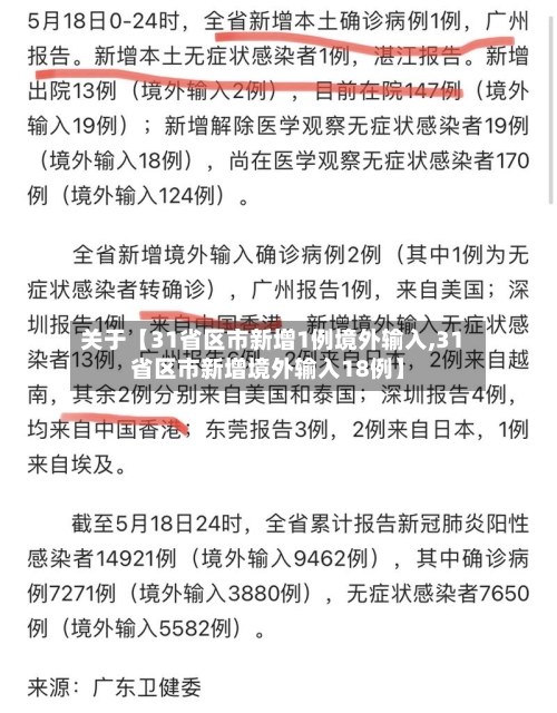 关于【31省区市新增1例境外输入,31省区市新增境外输入18例】