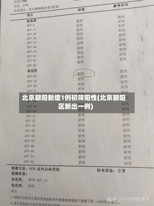 北京朝阳新增1例初筛阳性(北京朝阳区新出一例)
