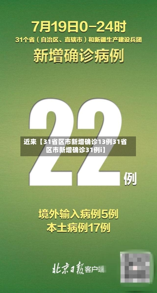 近来【31省区市新增确诊13例31省区市新增确诊31例i】