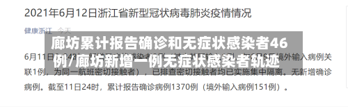 廊坊累计报告确诊和无症状感染者46例/廊坊新增一例无症状感染者轨迹