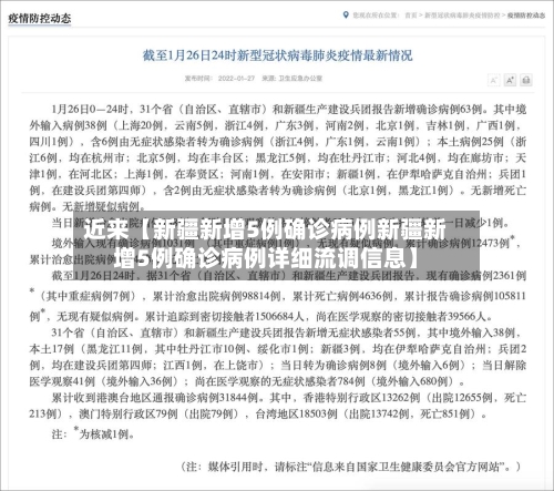 近来【新疆新增5例确诊病例新疆新增5例确诊病例详细流调信息】
